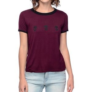 Zumiez maroon alien top